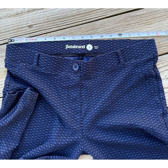 Betabrand Blue Heart Print Heartline Skinny Leg Pull On Yoga Dress Pants Sz L j2 - Picture 6 of 10